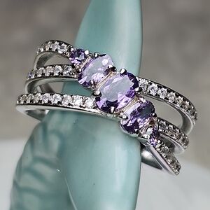 NWT BP Amethyst Sterling Silver CZ Ring Size 10